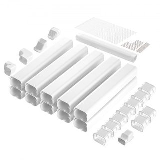 Cubierta de Línea de Mini Split 76.2mm W 5400mm L, Cubierta de Tubería Decorativa de PVC para Aire Acondicionado con 10 Conductos Rectos y Todos los Componentes, Fácil de Instalar, Pintable para B...