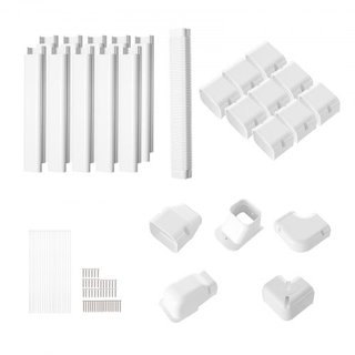 Cubierta de Línea de Mini Split 76.2mm W 5400mm L, Cubierta de Tubería Decorativa de PVC para Aire Acondicionado con 10 Conductos Rectos y Todos los Componentes, Fácil de Instalar, Pintable para B...
