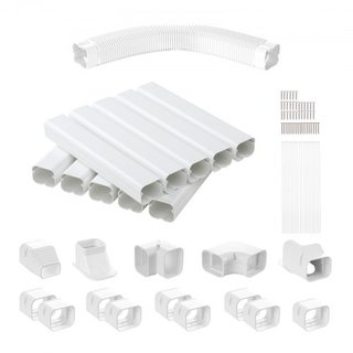 Cubierta de Línea de Mini Split 76.2mm W 5400mm L, Cubierta de Tubería Decorativa de PVC para Aire Acondicionado con 10 Conductos Rectos y Todos los Componentes, Fácil de Instalar, Pintable para B...