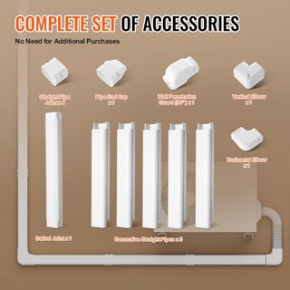 Cubierta de Línea de Mini Split 76.2mm W 3110mm L, Cubierta de Tubería Decorativa de PVC para Aire Acondicionado con 5 Conductos Rectos y Todos los Componentes, Fácil de Instalar, Pintable para Bo...