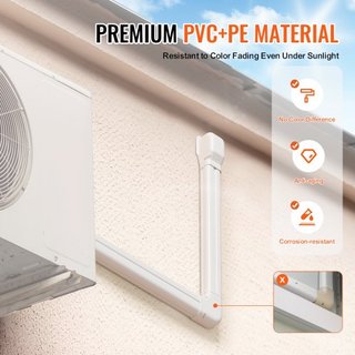 Cubierta de Línea de Mini Split 76.2mm W 3110mm L, Cubierta de Tubería Decorativa de PVC para Aire Acondicionado con 5 Conductos Rectos y Todos los Componentes, Fácil de Instalar, Pintable para Bo...
