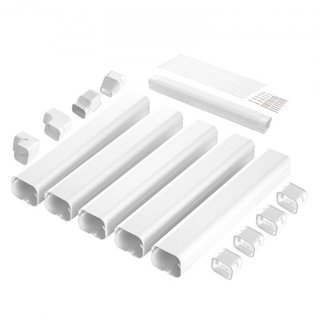 Cubierta de Línea de Mini Split 76.2mm W 3110mm L, Cubierta de Tubería Decorativa de PVC para Aire Acondicionado con 5 Conductos Rectos y Todos los Componentes, Fácil de Instalar, Pintable para Bo...