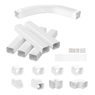 Cubierta de Línea de Mini Split 76.2mm W 3110mm L, Cubierta de Tubería Decorativa de PVC para Aire Acondicionado con 5 Conductos Rectos y Todos los Componentes, Fácil de Instalar, Pintable para Bo...