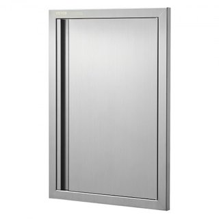 Puerta de Acceso BBQ, Puerta de Cocina Exterior Individual de 432x610 mm, Puerta Montada a Ras de Acero Inoxidable, Puerta Vertical de Pared con Mango Recesado, para Isla BBQ, Estación de Asado, A...