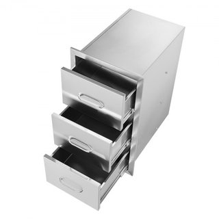 Cajones de Cocina Exterior 16" W x 28.5" H x 20.5" D, Cajones de BBQ de Acceso Triple Montados a Ras de Acero Inoxidable con Mango, Cajones para Isla de BBQ para Cocinas Exteriores o Estación de P...
