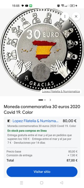 Moneda 40 y 30 Euro Plata Princesa y Covid