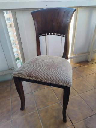 6 Sedie Imbottiate in Legno Beige/Marrone