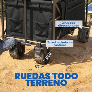 Carro Jardín Plegable con Ruedas Grandes Negro