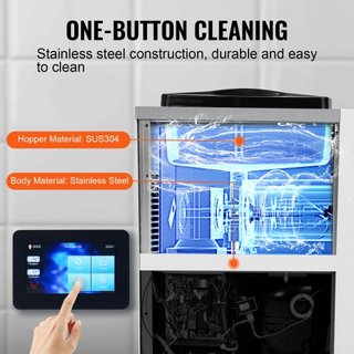 Máquina de Helados Comercial, Rendimiento de 10L/H, Fabricante de Helados Suaves de Sabor Único de Encimera de 900W, Tolva de 4L Cilindro de 1.6L, Pantalla Táctil Auto Limpieza Pre-enfriamiento, p...