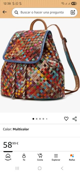 Mochila Piel Trenzada Multicolor