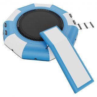 Bouncer de Agua Inflable, Trampolín Recreativo de Agua de 10 pies, Plataforma de Salto Portátil con Tobogán, Escalera de 3 Pasos y Bomba de Aire Eléctrica, Rebotador Flotante para Niños y Adultos ...