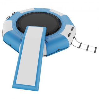 Bouncer de Agua Inflable, Trampolín Recreativo de Agua de 10 pies, Plataforma de Salto Portátil con Tobogán, Escalera de 3 Pasos y Bomba de Aire Eléctrica, Rebotador Flotante para Niños y Adultos ...