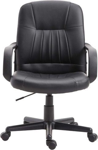 Silla De Oficina Ergonómica Y Giratoria, Sillón De Oficina Con Altura Regulable En Similpiel 60X60X94-103Cm Negro
