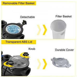 Bomba de piscina de 750 W (1 HP), 15000 L/h Bomba de piscina de 750 W para piscina enterrada con cesta de filtro, motor de bomba de piscina para agua de piscina limpia, bomba de filtro de piscina ...