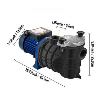 Bomba de piscina de 750 W (1 HP), 15000 L/h Bomba de piscina de 750 W para piscina enterrada con cesta de filtro, motor de bomba de piscina para agua de piscina limpia, bomba de filtro de piscina ...