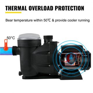 Bomba de piscina de 1 HP, 19200 L/h Bomba de piscina de 750W para piscina enterrada con cesta de filtro, motor de bomba de piscina para agua limpia de piscina, bomba de filtro de piscina con 2 man...