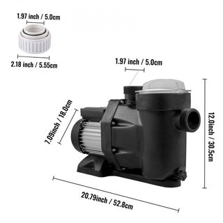 Bomba de piscina de 1 HP, 19200 L/h Bomba de piscina de 750W para piscina enterrada con cesta de filtro, motor de bomba de piscina para agua limpia de piscina, bomba de filtro de piscina con 2 man...