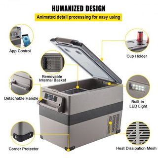 Mini congelatore portatile da 45L per auto, frigorifero 45W, raffreddatore per auto, frigorifero 12V, congelatore AC/DC portatile, congelatore per veicoli