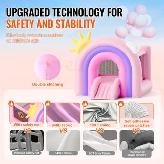 Castillo Inflable, Trampolín de Casa de Juegos Interior y Exterior, Saltador para Niños con Ventilador, Tobogán, Bolsa de Almacenamiento, Castillo Saltarín Familiar para Niñas y Niños de 3 a 8 Año...