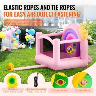 Castillo Inflable, Trampolín de Casa de Juegos Interior y Exterior, Saltador para Niños con Ventilador, Tobogán, Bolsa de Almacenamiento, Castillo Saltarín Familiar para Niñas y Niños de 3 a 8 Año...