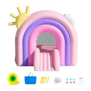 Castillo Inflable, Trampolín de Casa de Juegos Interior y Exterior, Saltador para Niños con Ventilador, Tobogán, Bolsa de Almacenamiento, Castillo Saltarín Familiar para Niñas y Niños de 3 a 8 Año...