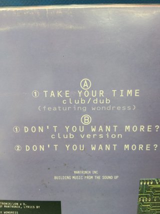 Disco, 12",  Mantronix – Take Your Time, 1990