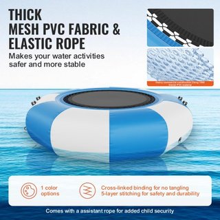 Bouncer de Agua Inflable, Trampolín Recreativo de Agua de 6.5 pies, Plataforma de Salto Portátil para Nadar con Escalera de 3 Pasos y Bomba de Aire Eléctrica, Rebotador Flotante para Niños y Adult...