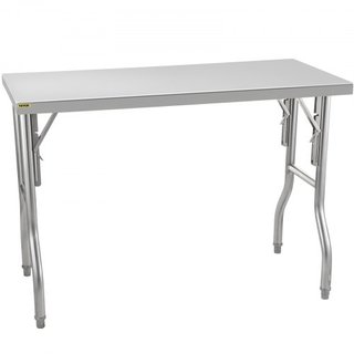 Mesa de Trabajo Comercial Estación de Trabajo 121.9x61 cm Mesa de Preparación Comercial Plegable, Mesa Plegable de Acero Inoxidable de Alta Resistencia con Carga de 299.8 kg, Mesa de Cocina, Isla ...