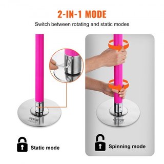 Polo de Baile Profesional, Kit de Polo de Baile Estático y Giratorio, Polo Removible y Portátil, Polo de Acero Inoxidable de 40 mm de Alta Resistencia, Polo de Fitness Ajustable en Altura, para Ej...