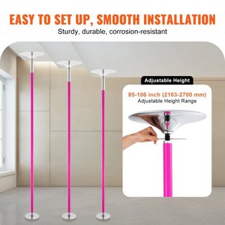 Polo de Baile Profesional, Kit de Polo de Baile Estático y Giratorio, Polo Removible y Portátil, Polo de Acero Inoxidable de 40 mm de Alta Resistencia, Polo de Fitness Ajustable en Altura, para Ej...