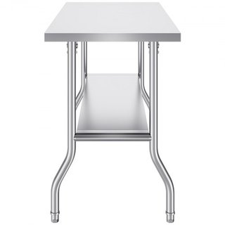 Mesa de Trabajo Comercial Estación de Trabajo 121.9x61 cm Mesa de Preparación Comercial Plegable, Mesa Plegable de Acero Inoxidable de Alta Resistencia con Carga de 350.2 kg, Mesa de Cocina, Isla ...