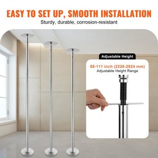 Polo de Baile Profesional, Kit de Polo de Baile Estático y Giratorio, Polo Removible y Portátil, Polo de Acero Inoxidable de 45 mm de Alta Resistencia, Polo de Fitness Ajustable en Altura, para Ej...