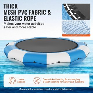 Bouncer de Agua Inflable, Trampolín Recreativo de Agua de 15 pies, Plataforma de Salto Portátil con Escalera de 3 Pasos y Bomba de Aire Eléctrica, Rebotador Flotante para Niños y Adultos para Pisc...