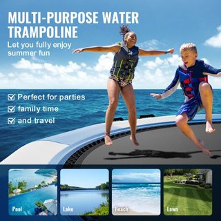 Bouncer de Agua Inflable, Trampolín Recreativo de Agua de 15 pies, Plataforma de Salto Portátil con Escalera de 3 Pasos y Bomba de Aire Eléctrica, Rebotador Flotante para Niños y Adultos para Pisc...