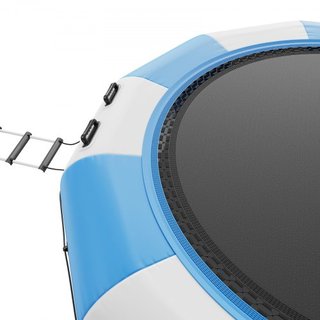 Bouncer de Agua Inflable, Trampolín Recreativo de Agua de 15 pies, Plataforma de Salto Portátil con Escalera de 3 Pasos y Bomba de Aire Eléctrica, Rebotador Flotante para Niños y Adultos para Pisc...