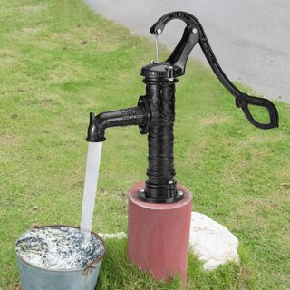 Bomba de Agua Manual de Hierro Fundido para Pozo Antiguo, Elevación Máxima de 6.7 m (22 pies), Bomba de Agua Manual con Mango Ergonómico NPT 31.8 mm (1-1/4") Instalación Fácil, Estilo Antiguo para...