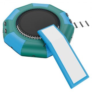 Bouncer de Agua Inflable, Trampolín Recreativo de Agua de 10 pies, Plataforma de Salto Portátil para Nadar con Tobogán, Escalera de 3 Pasos y Bomba de Aire Eléctrica, Rebotador Flotante para Niños...