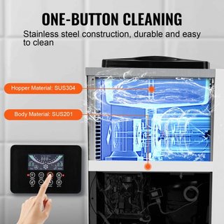 Máquina de Helados Comercial, Rendimiento de 10L/H, Fabricante de Helados Suaves de Sabor Único de Encimera de 900W, con Tolva de 4L y Cilindro de 1.6L, Panel LCD, Limpieza Automática, Pre-enfriam...