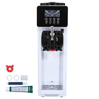 Máquina de Helados Comercial, Rendimiento de 10L/H, Fabricante de Helados Suaves de Sabor Único de Encimera de 900W, con Tolva de 4L y Cilindro de 1.6L, Panel LCD, Limpieza Automática, Pre-enfriam...