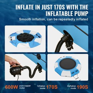 Bouncer de Agua Inflable, Trampolín Recreativo de Agua de 10 pies, Plataforma de Salto Portátil con Escalera de 3 Pasos y Bomba de Aire Eléctrica, Rebotador Flotante para Niños y Adultos para Pisc...
