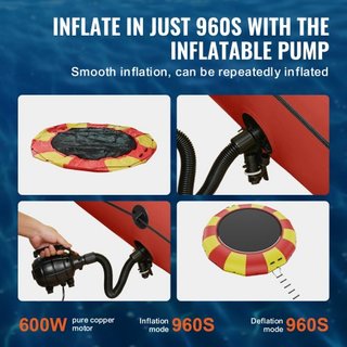 Bouncer de Agua Inflable, Trampolín Recreativo de Agua de 17 pies, Plataforma de Salto Portátil con Escalera de 5 Pasos y Bomba de Aire Eléctrica, Rebotador Flotante para Niños y Adultos para Pisc...