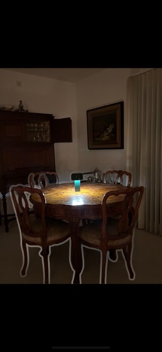 Conjunto comedor clásico madera nogal
