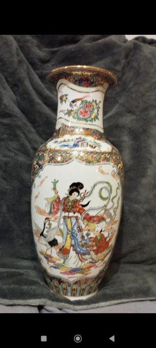 Jarrón de porcelana china multicolor