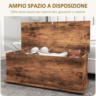 Banco Contenedor, Baúl Interior con Patas Antideslizantes, Capacidad 120 Kg, Caja Contenedor Interior de Madera, para Dormitorio y Entrada, 100X40X40 Cm, Marrón