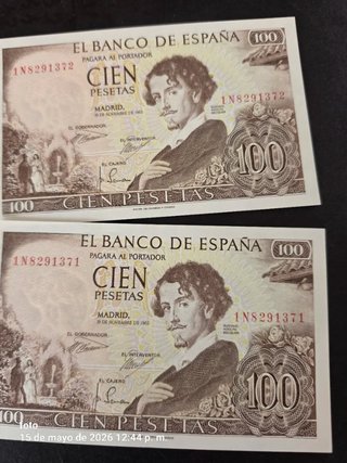 Correlativos 4 Billetes 100 Pesetas España 1965.SC