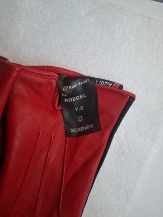 Guantes Audi Piel Deportivos Negros Rojos