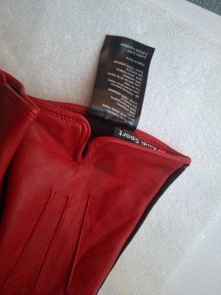Guantes Audi Piel Deportivos Negros Rojos