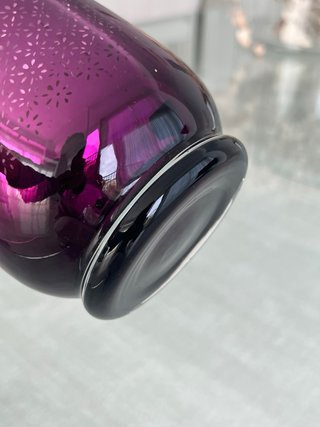 jarrón vidrio Villeroy & Boch morado y plateado
