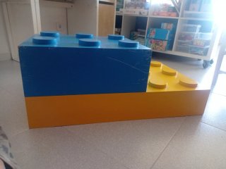 Pieza gigante Madera Lego Azul y Amarillo