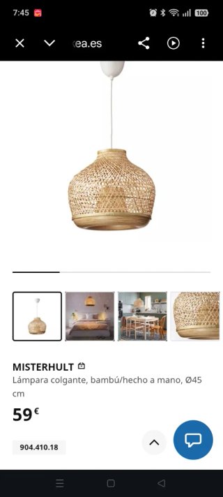 Lámpara IKEA MISTERHULT con bombilla SOLHETTA.